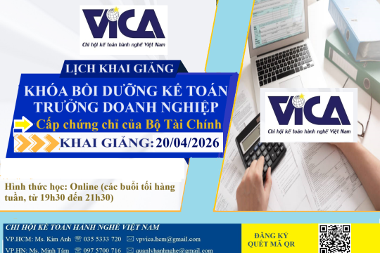 THÔNG BÁO CHIÊU SINH LỚP KẾ TOÁN TRƯỞNG DOANH NGHIỆP - ONLINE KHAI GIẢNG 20/04/2026