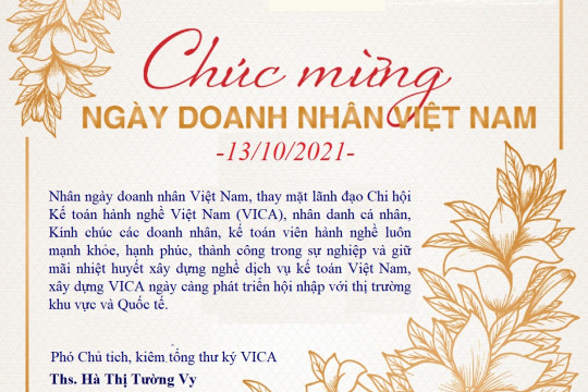 VICA chúc mừng Ngày Doanh nhân Việt Nam (13/10)