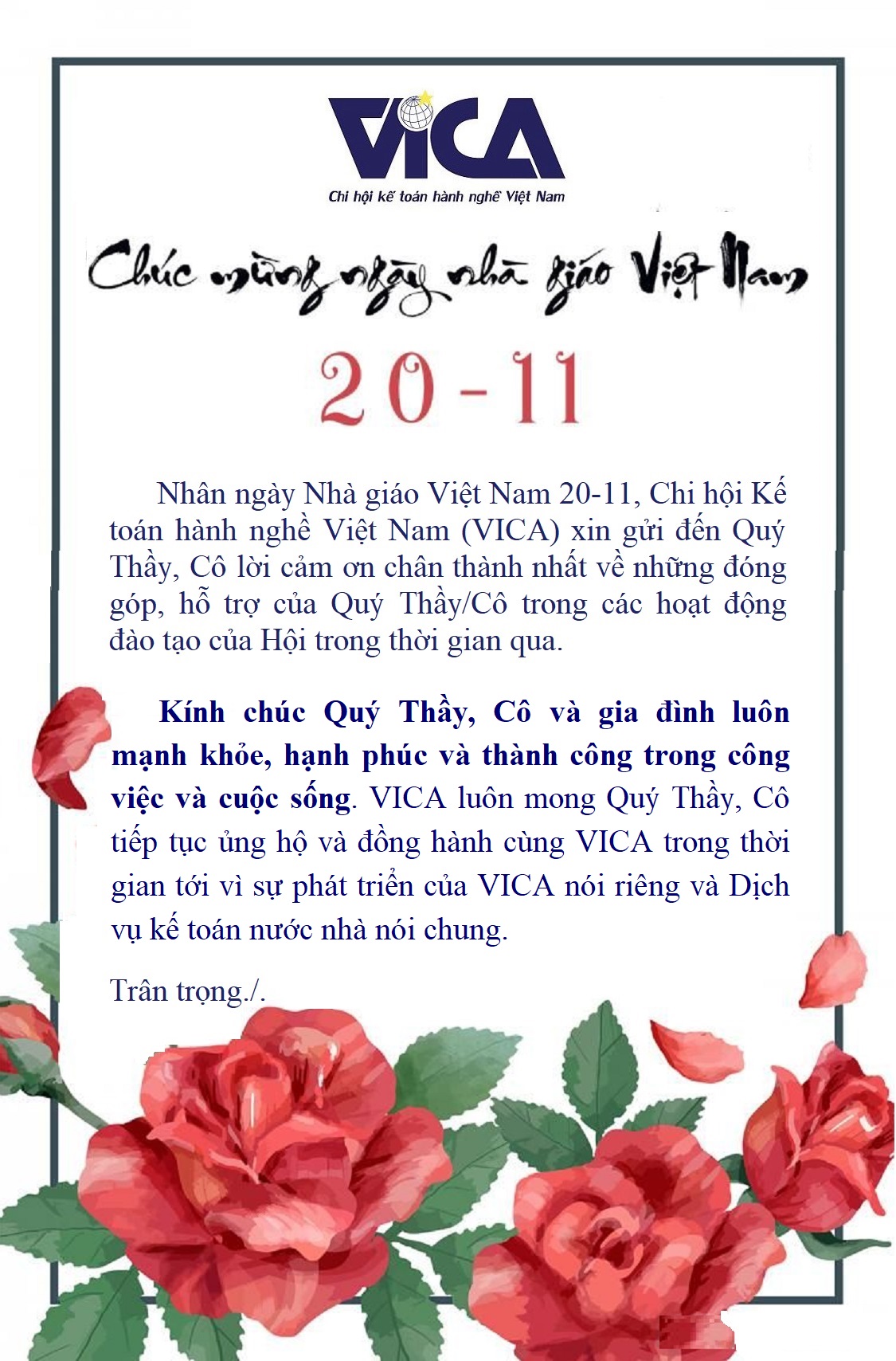 Chúc mừng ngày Nhà giáo Việt Nam 20-11-2022