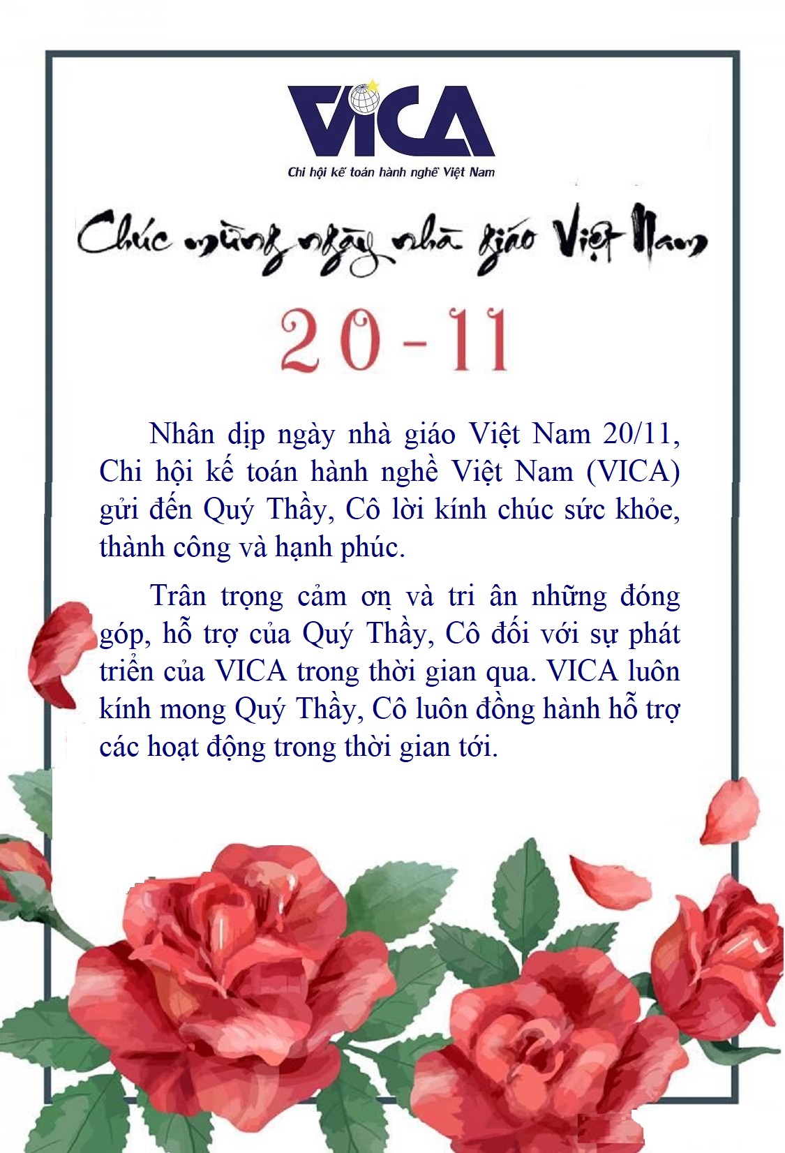 VICA-Chúc mừng ngày Nhà giáo Việt Nam 20-11-2021